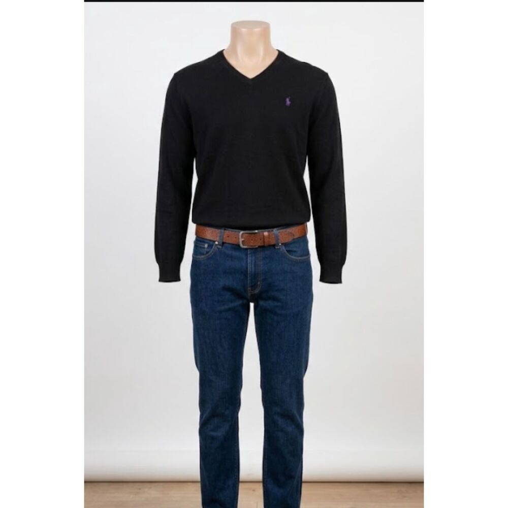 Polo Ralph Lauren Black V-Neck Pima Cotton Sweater XL